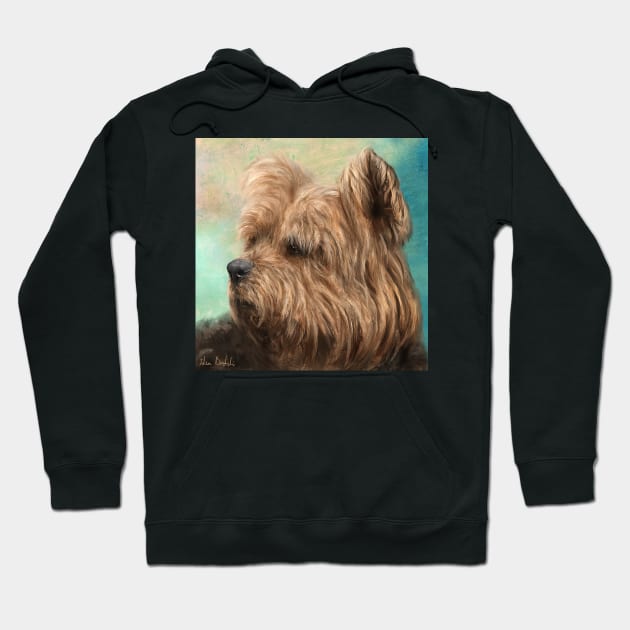 Painting of a Cute and Hairy Yorkshire Terrier Hoodie by ibadishi